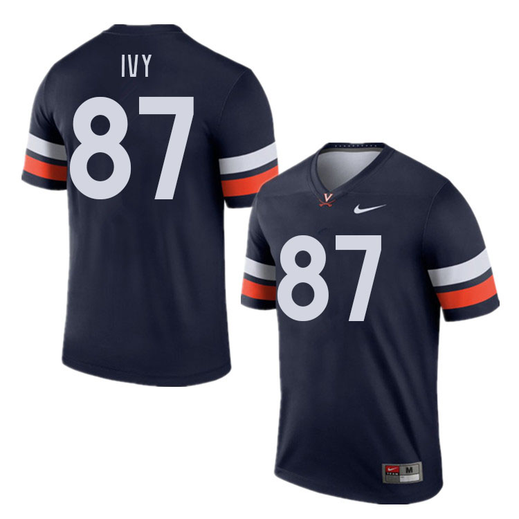 Men #87 Titus Ivy Virginia Cavaliers College Football Jerseys Stitched Sale-Navy - Click Image to Close